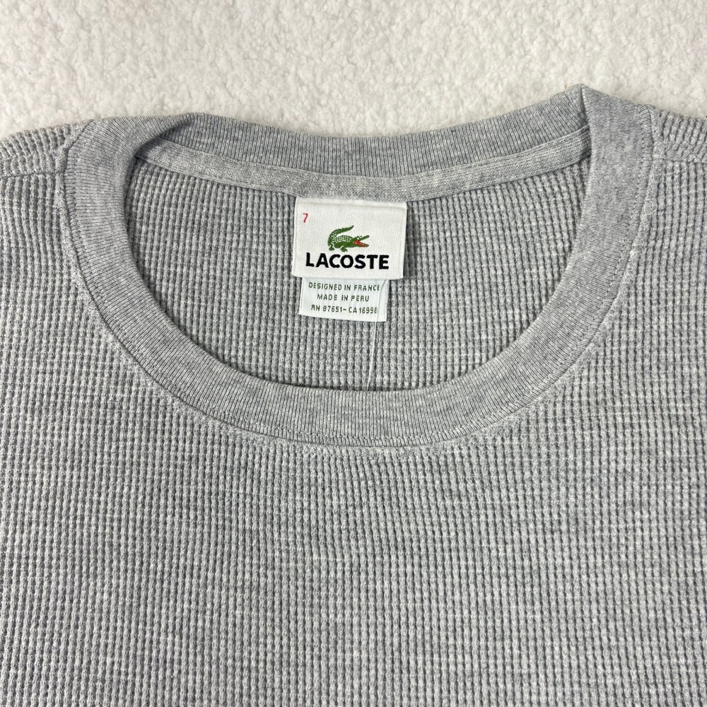 Lacoste Thermal Shirt Men's US Size 2XL (EU/XL) Grey Waffle Knit Long Sleeve VTG - Picture 4 of 10